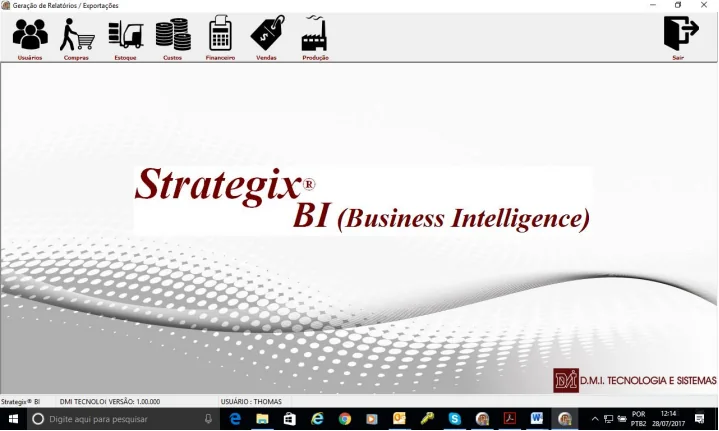 Tela inicial do Strategix BI com os módulos de consulta